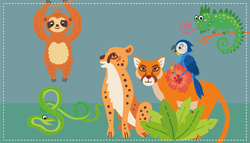 Dieren vinyl tapijt jungle dieren speelplaats - TenStickers