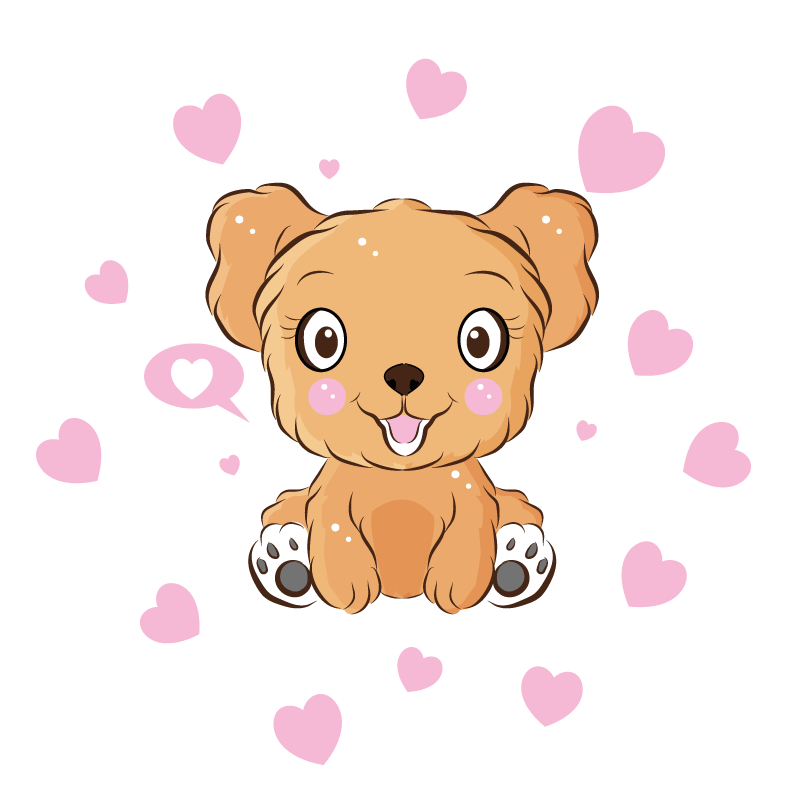 Schattige puppy illustratie vinyl vloerkleed rond - TenStickers