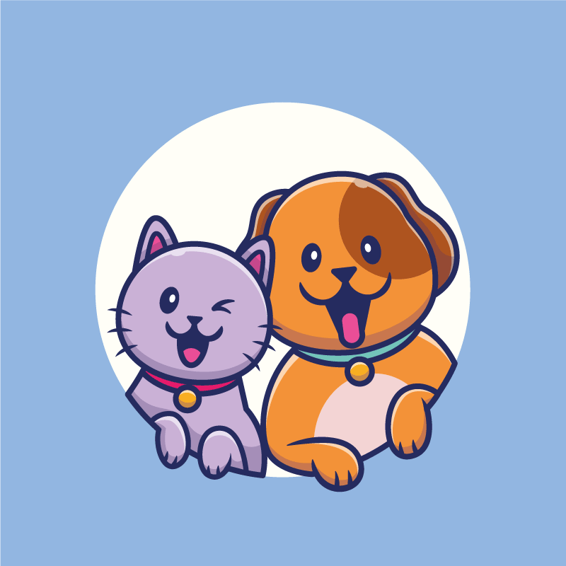 Dieren vinyl tapijt schattig huisdieren duo - TenStickers