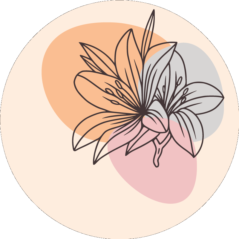 Lelie bloemenaccent vinyl vloerkleed rond - TenStickers