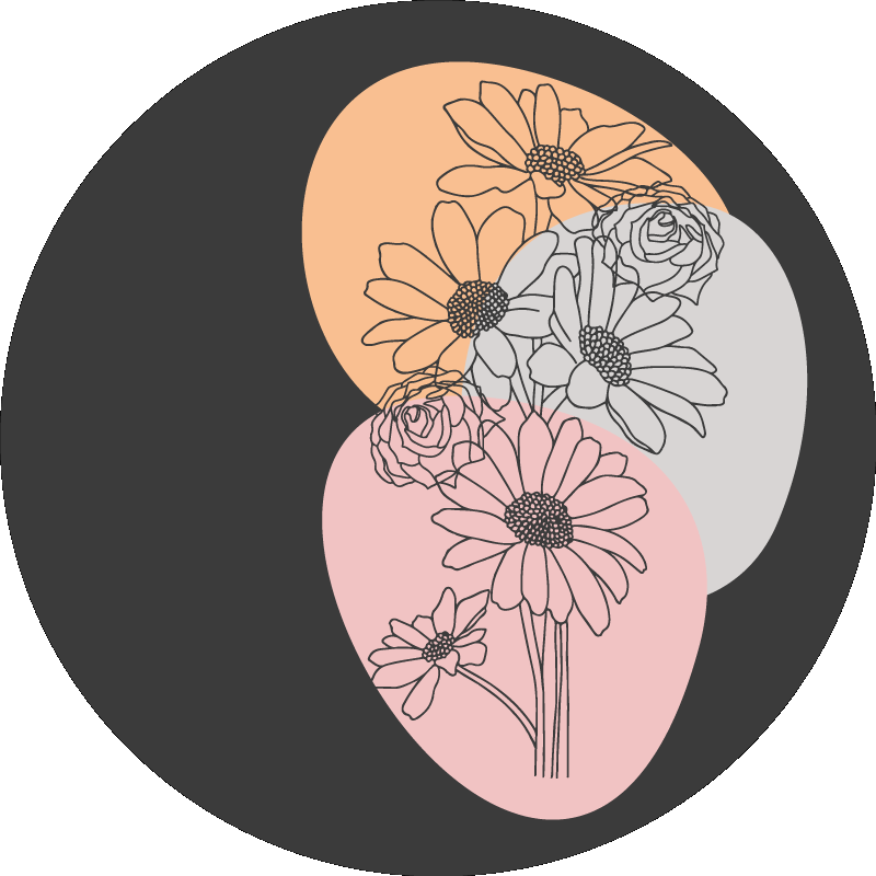Cirkelcompositie vinyl tapijt bloemen en planten - TenStickers