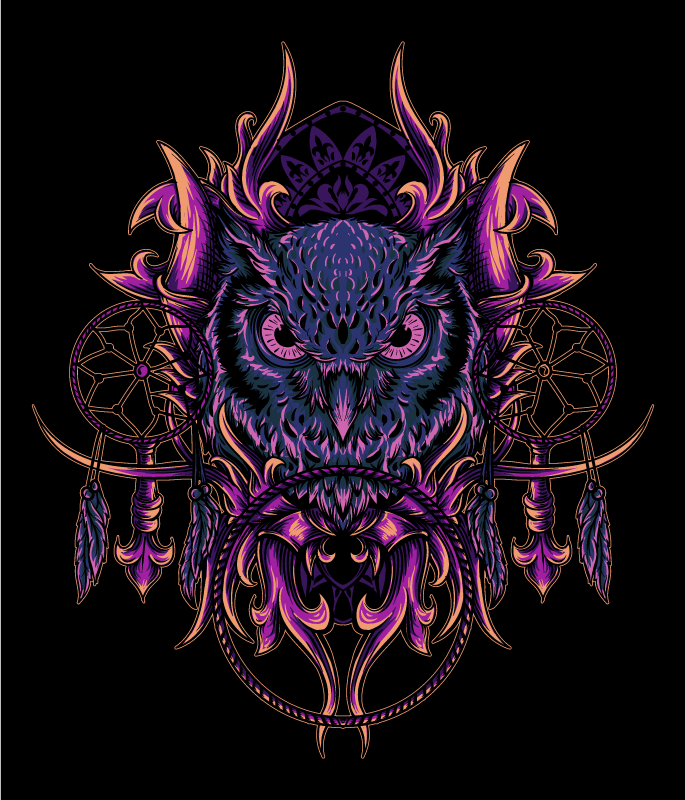 Uil dromenvanger kunst dieren vinyl tapijt - TenStickers