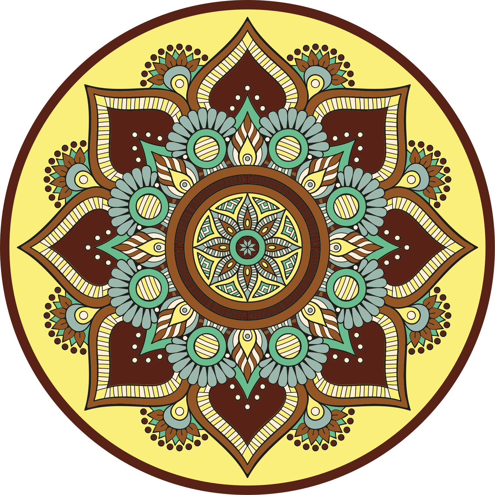 Kleurrijk sierlijk patroon vinyl tapijt mandala - TenStickers