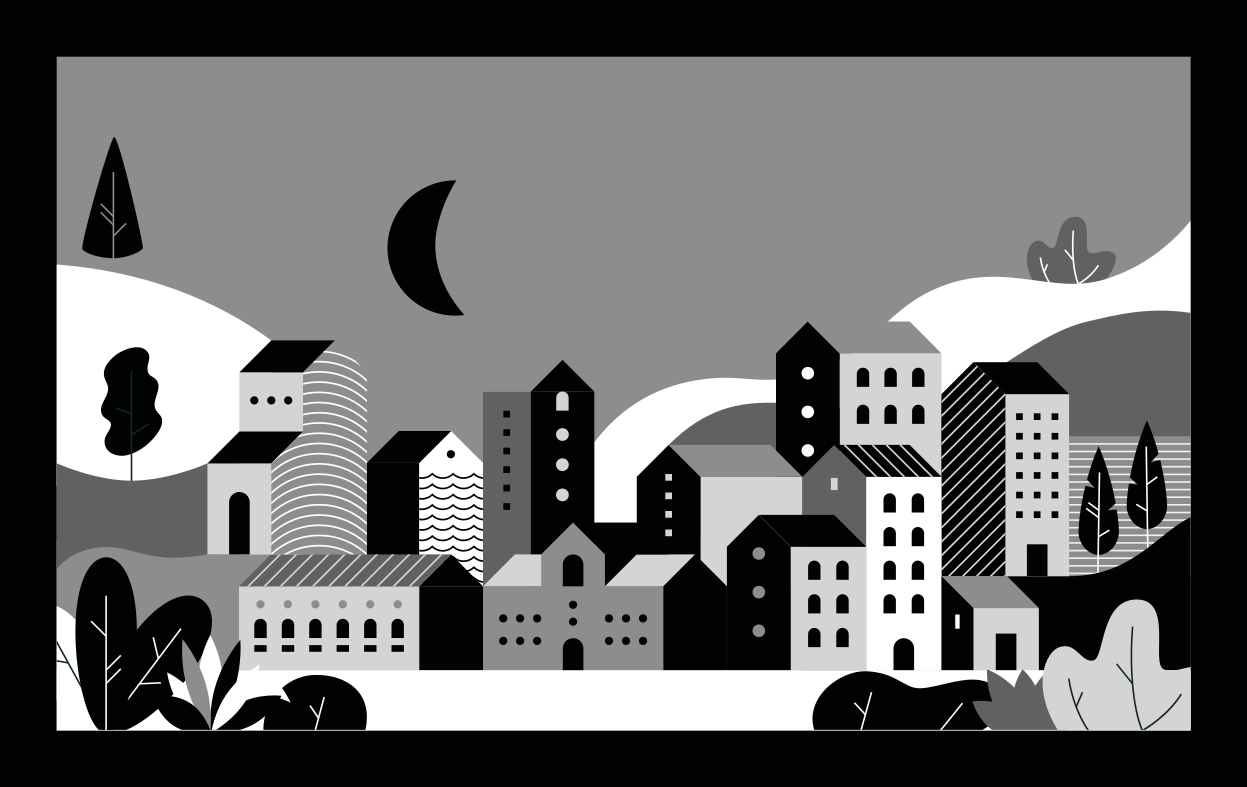 Stadsgezicht zwart-wit vinyl tapijt modern - TenStickers