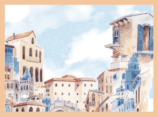 Kuststadsgezicht vinyl tapijt slaapkamer - TenStickers