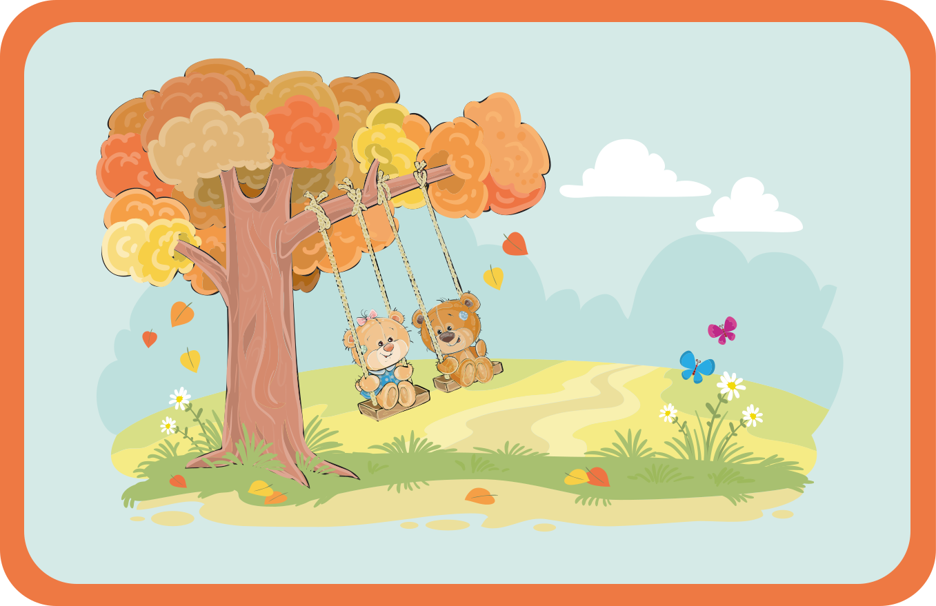 Babyberen op schommels vinyl tapijt kind - TenStickers