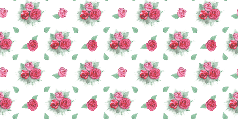 Set rozen vinyl tapijt bloemen en planten - TenStickers