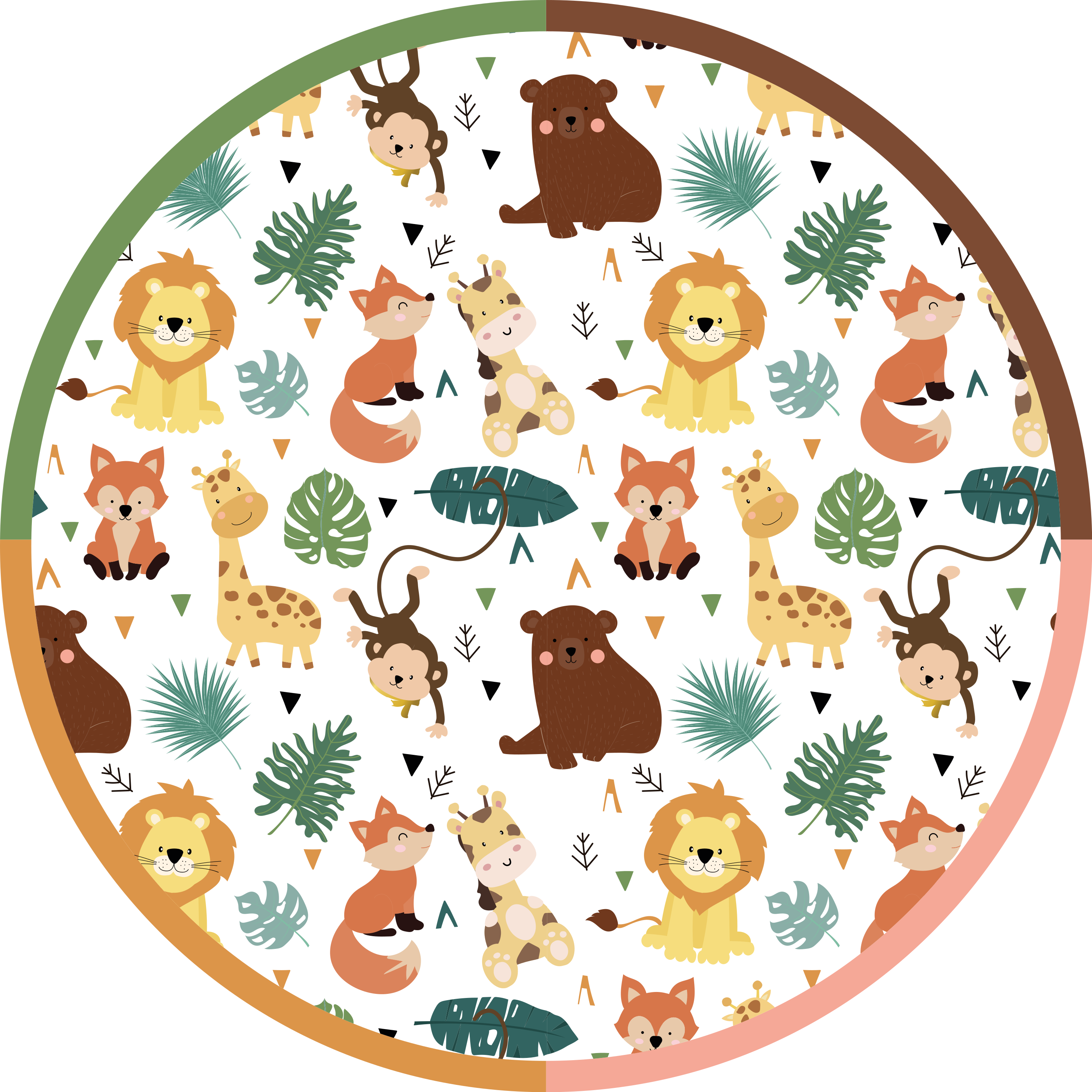 Kleurrijke junglevrienden dieren vinyl tapijt - TenStickers