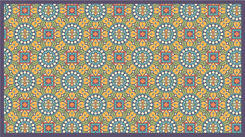 Kleurrijke gele compositie vinyl tapijt mozaïek - TenStickers