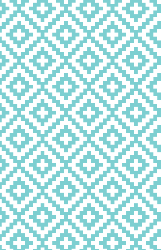 Turquoise patroon vinyl tapijt geometrisch - TenStickers