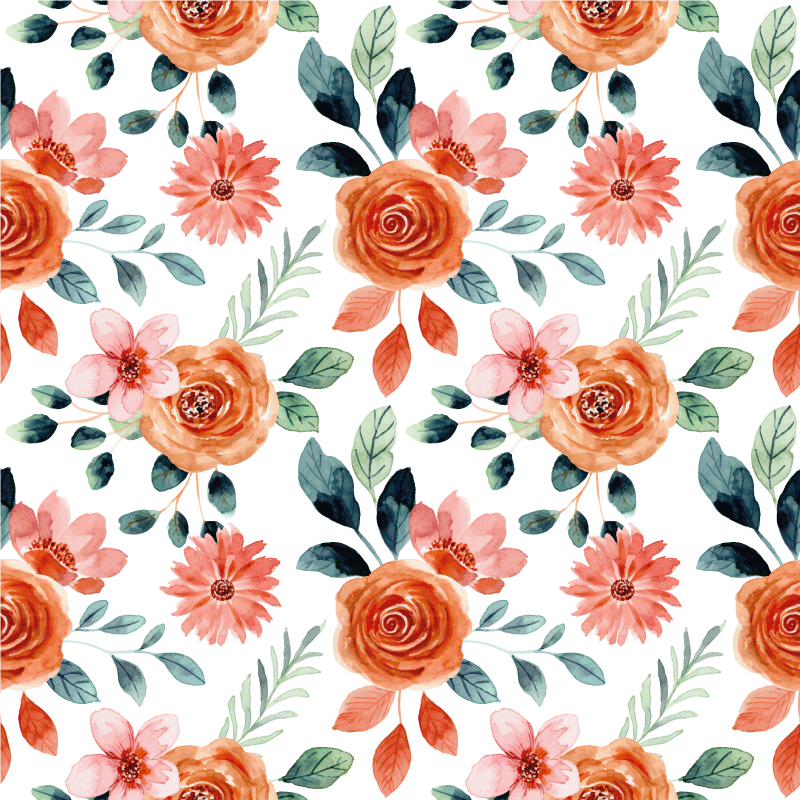 Vinyl tapijt bloemen en planten bloeiende verwennerij - TenStickers