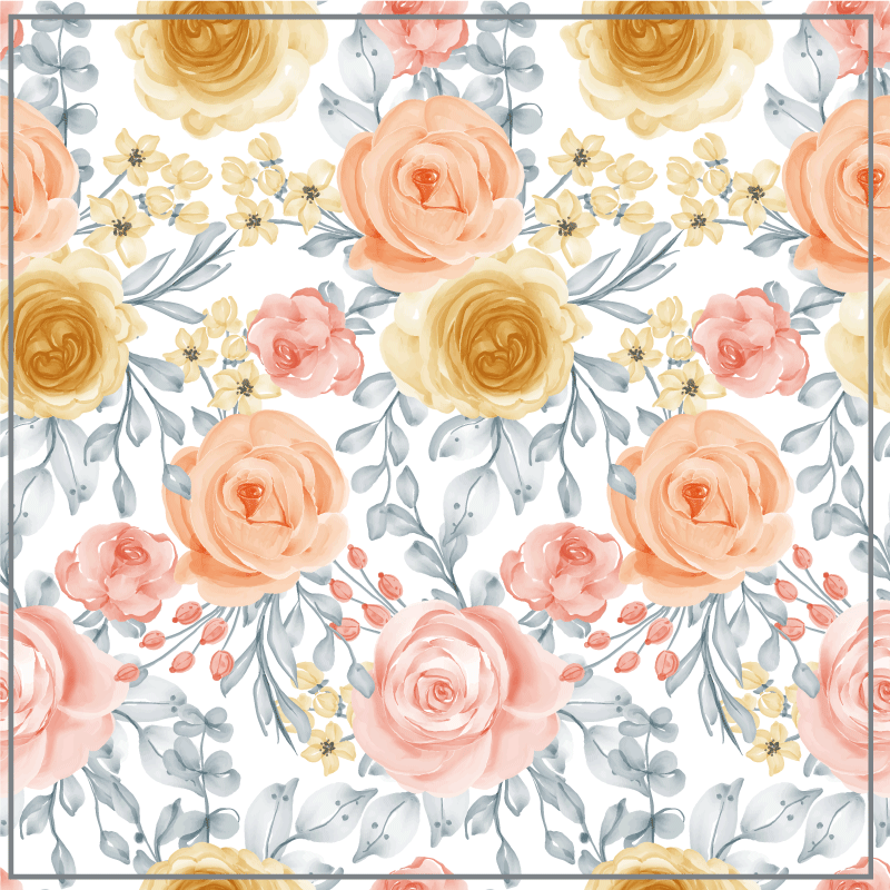 Vinyl tapijt bloemen en planten roze bloemen schaduw - TenStickers