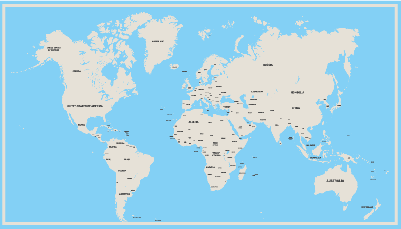 Globaal eenvoudig ontwerp vinyl tapijt wereldkaart - TenStickers