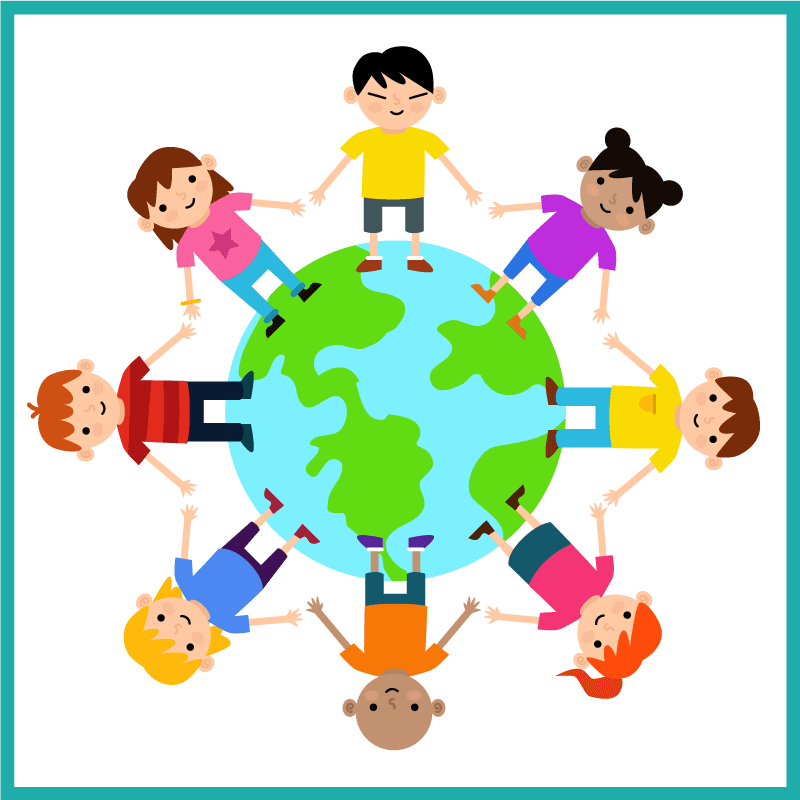 Wereld hand in hand vinyl tapijt voor meer kinderen - TenStickers