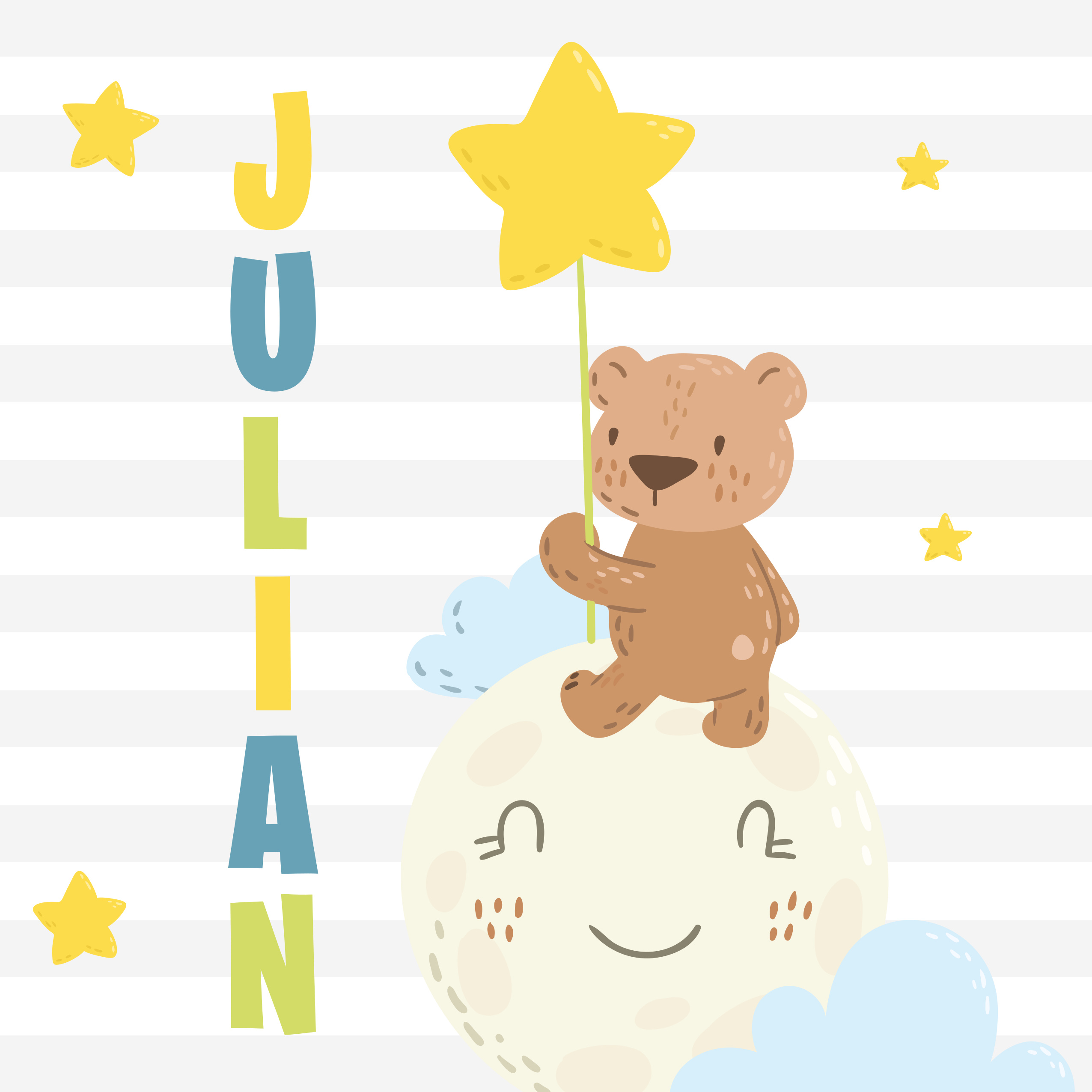 Beer met ster vinyl tapijt met naam - TenStickers