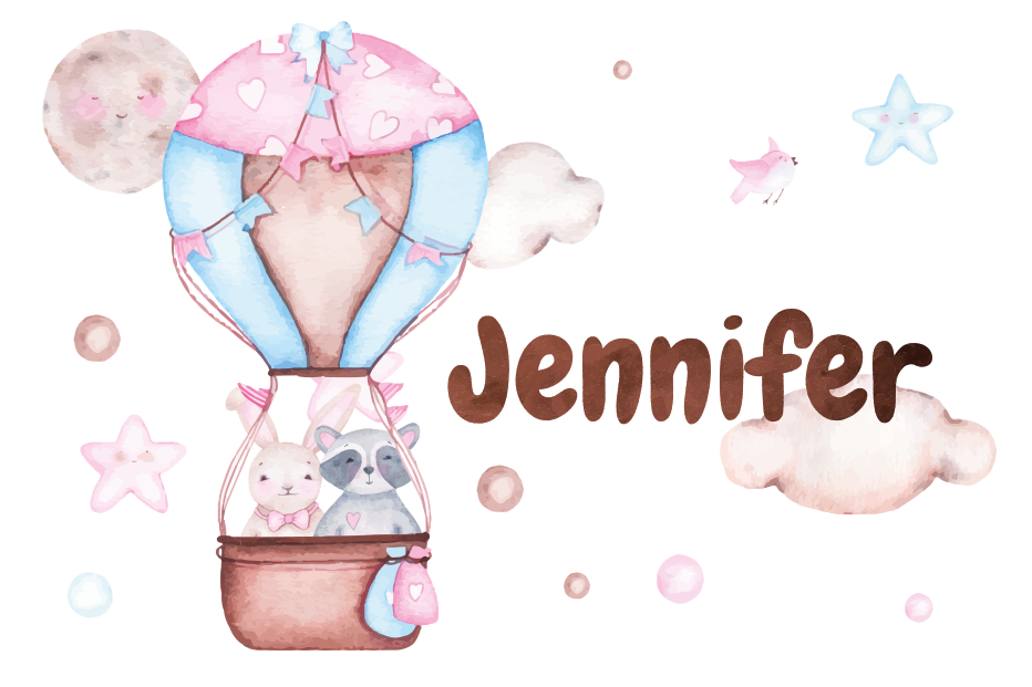 Ballonvaren vinyl tapijt met naam - TenStickers