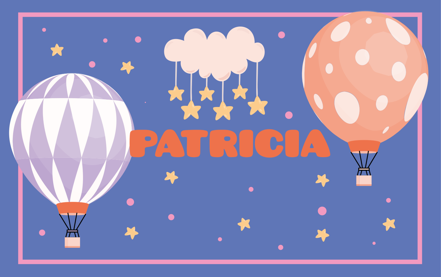 Ballonvaartavonturen vinyl tapijt met naam - TenStickers