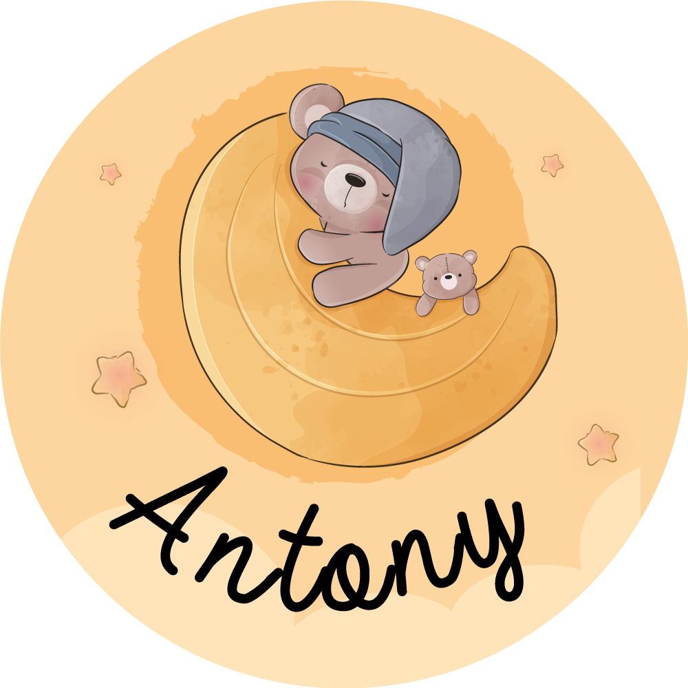 Vinyl tapijt met naam sluimerige beer met naam - TenStickers