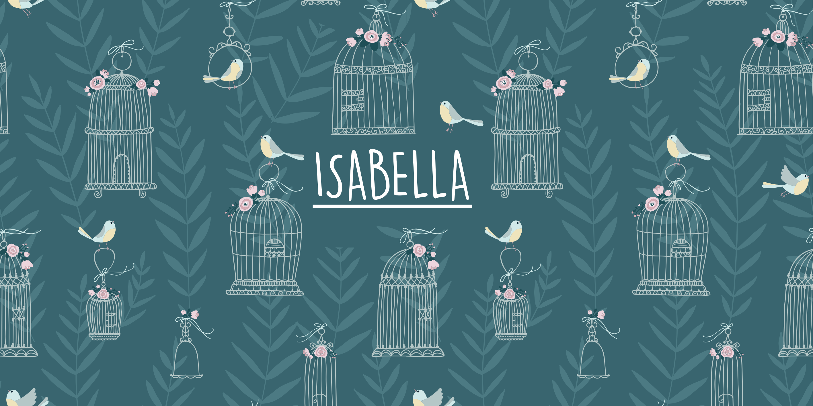 Vogelkooi bloemenpatroon vinyl tapijt met naam - TenStickers