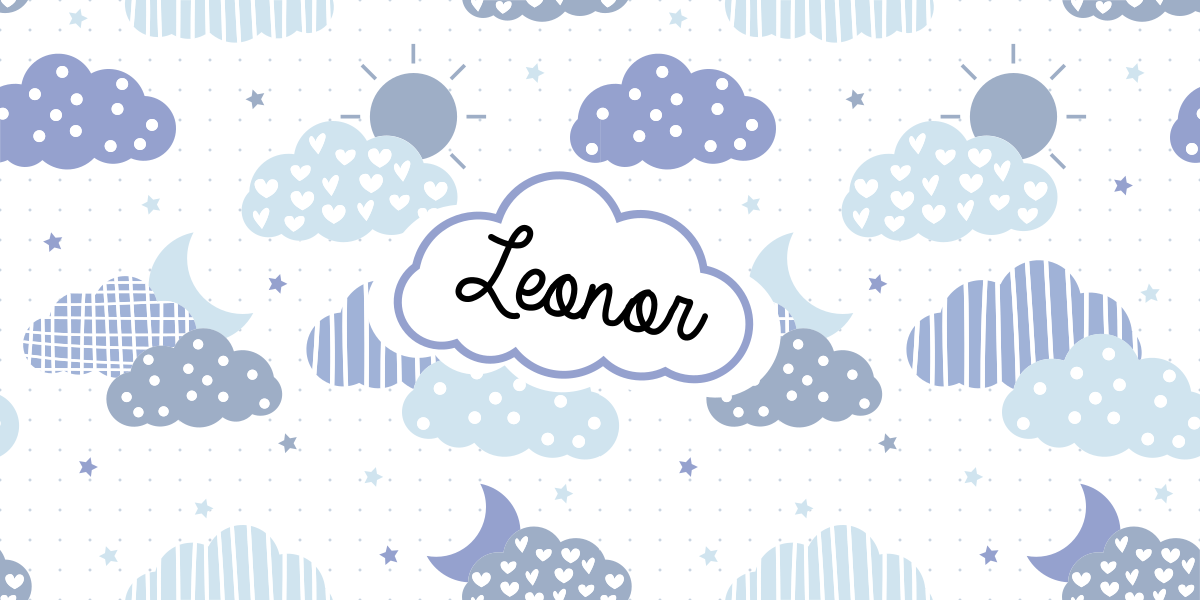 Wolkenpatroon vinyl tapijt met naam - TenStickers