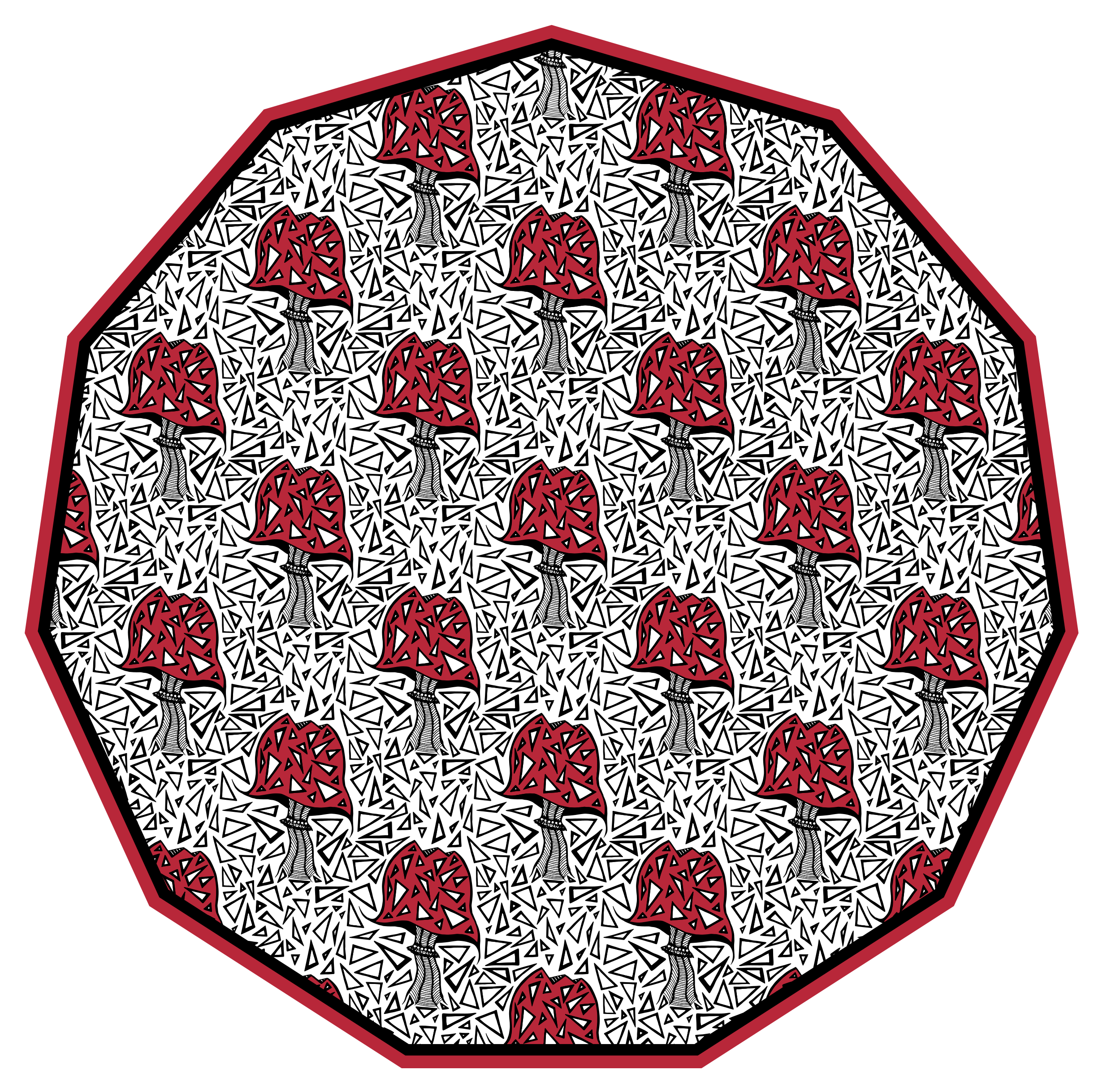 Artistiek paddenstoelmotief vinyl tapijt natuur - TenStickers