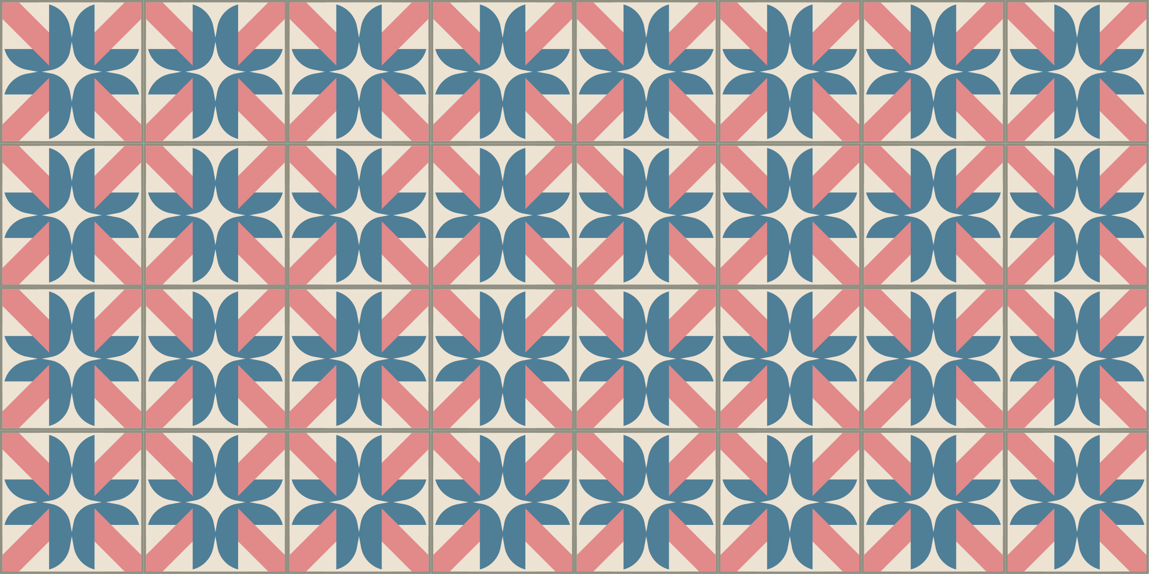 Roze blauw geometrisch patroon vinyl tapijt tegels - TenStickers