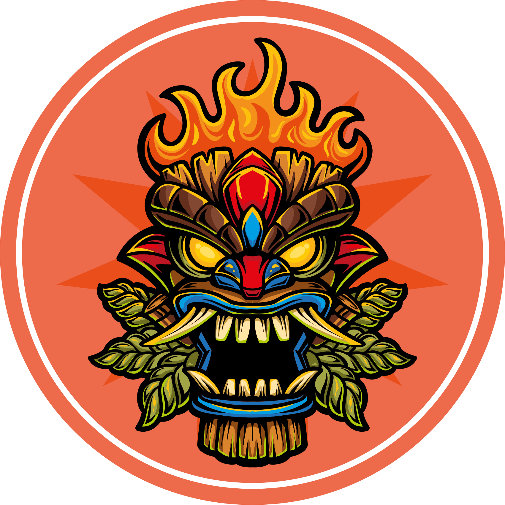 Tiki-masker vinyl tapijt tiener - TenStickers