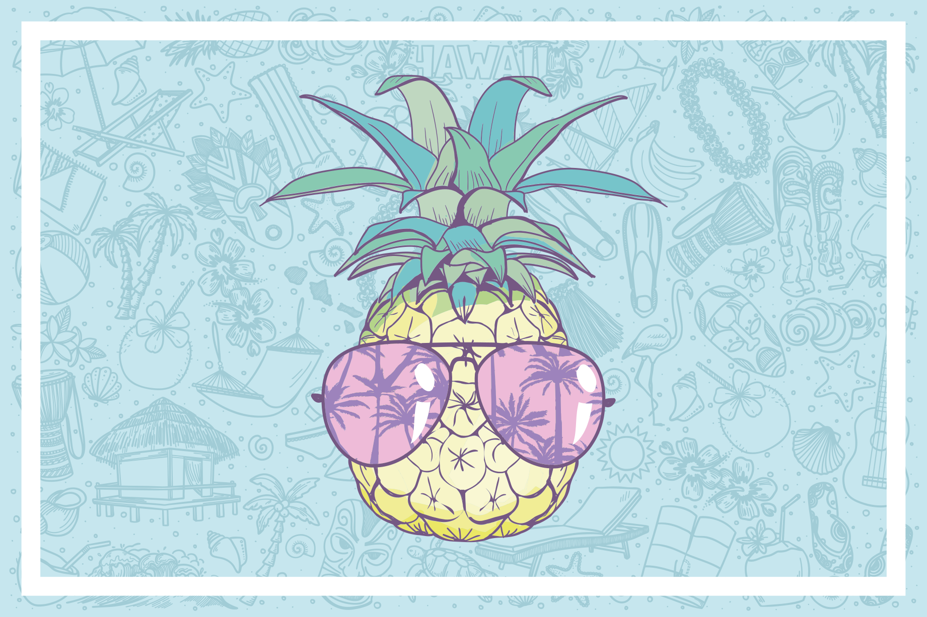 Koele ananas tinten vinyl vloerkleed keuken - TenStickers