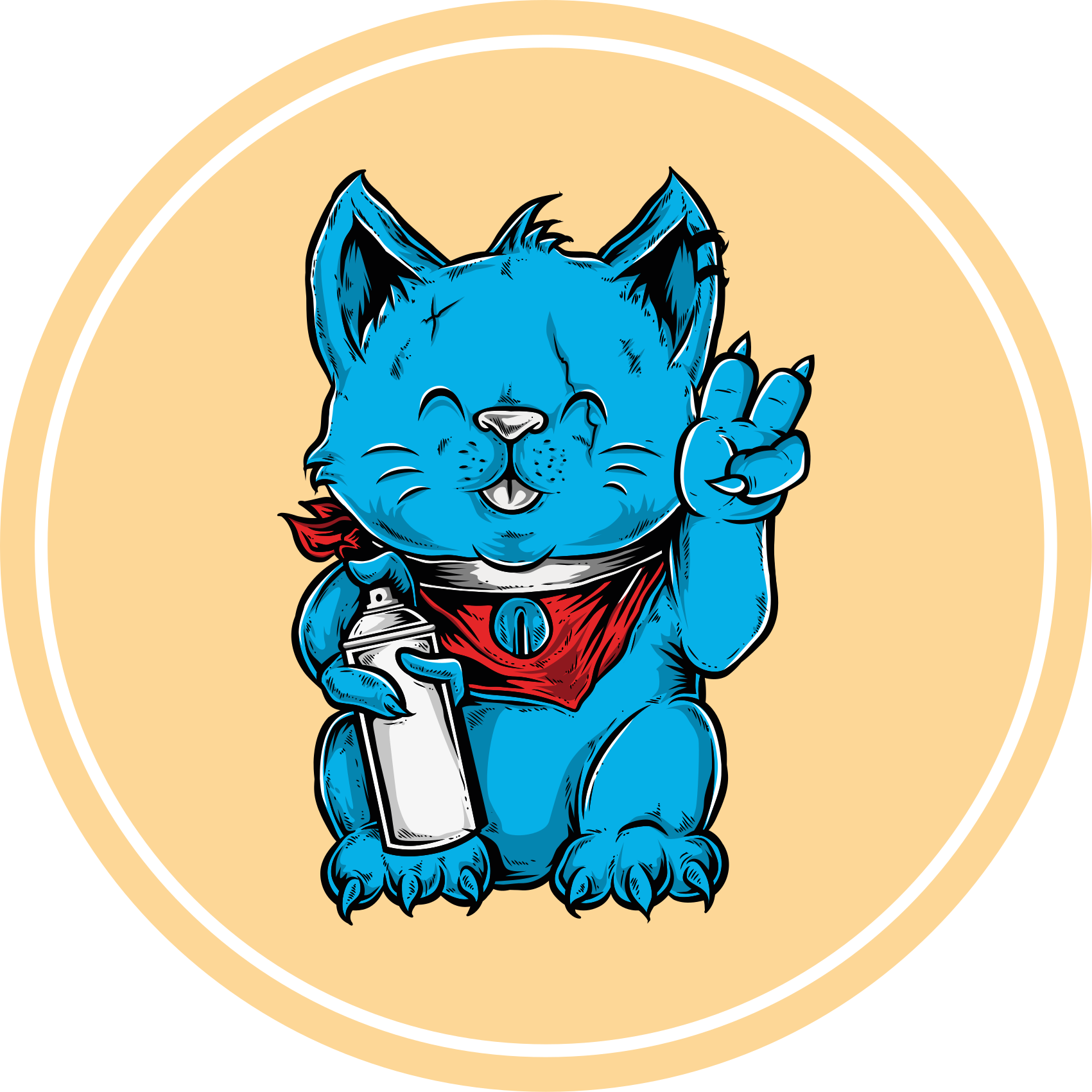 Blauwe kat met babyfles dieren vinyl tapijt - TenStickers