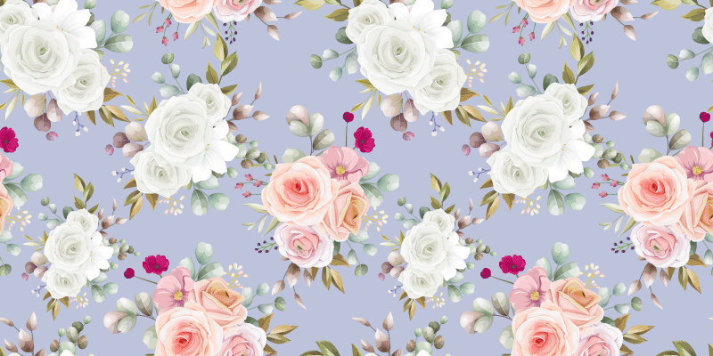 Elegante rozenpatronen vinyl tapijt bloemen en planten - TenStickers