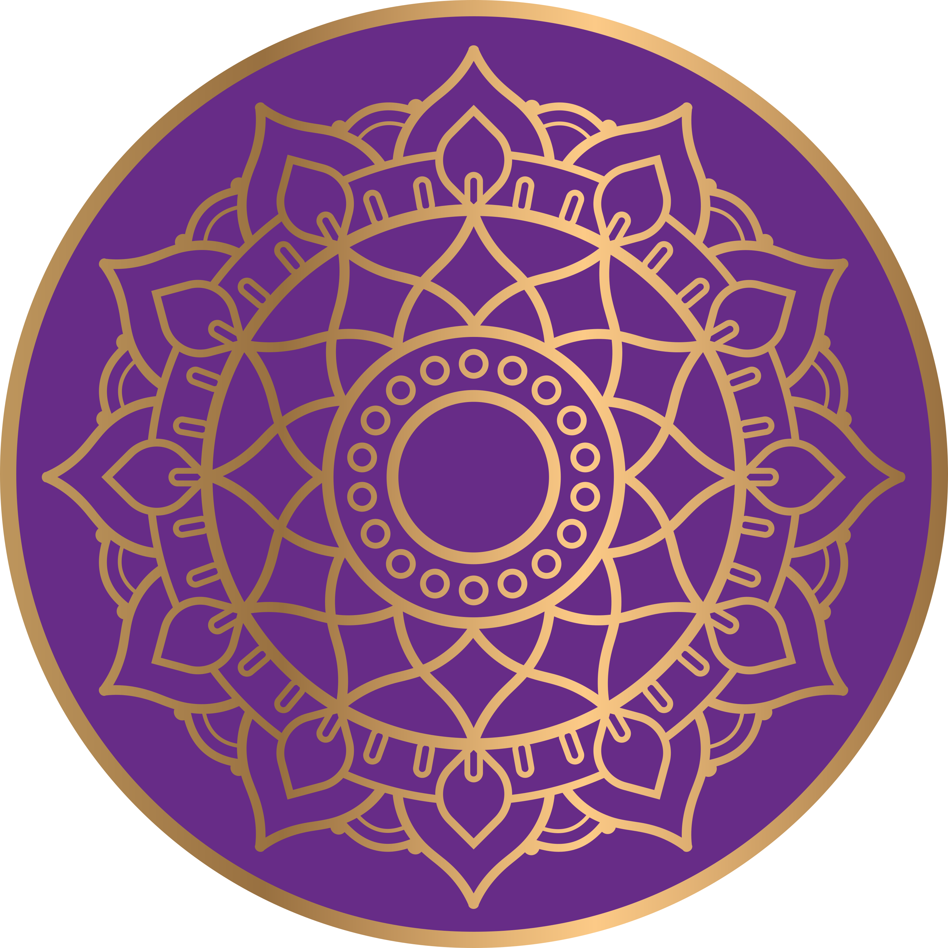 Paars en gouden motief vinyl tapijt mandala - TenStickers