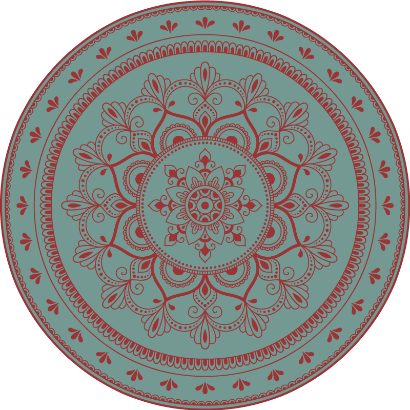 Complexe cirkelvormige illustratie vinyl tapijt mandala - TenStickers