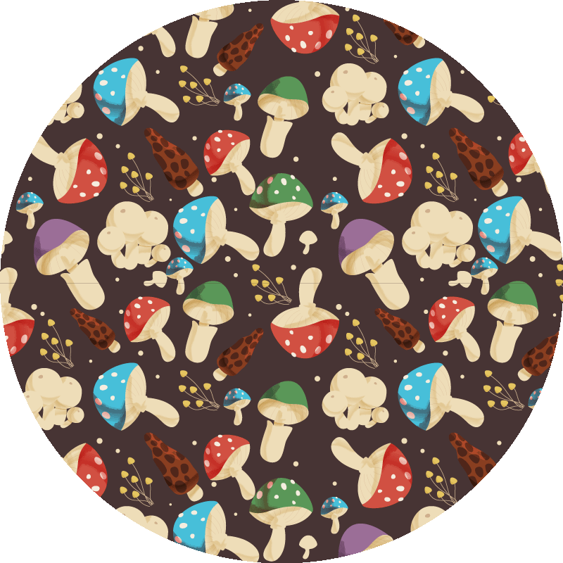 Levendig assortiment paddenstoelen vinyl vloerkleed rond - TenStickers