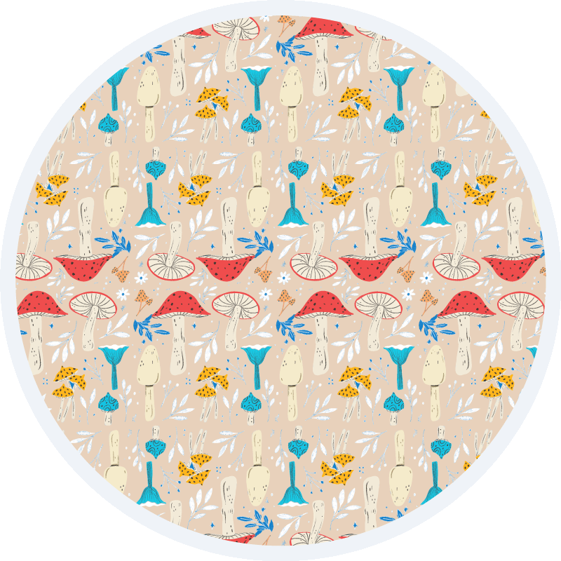 Door de natuur geïnspireerde patronen vinyl vloerkleed rond - TenStickers