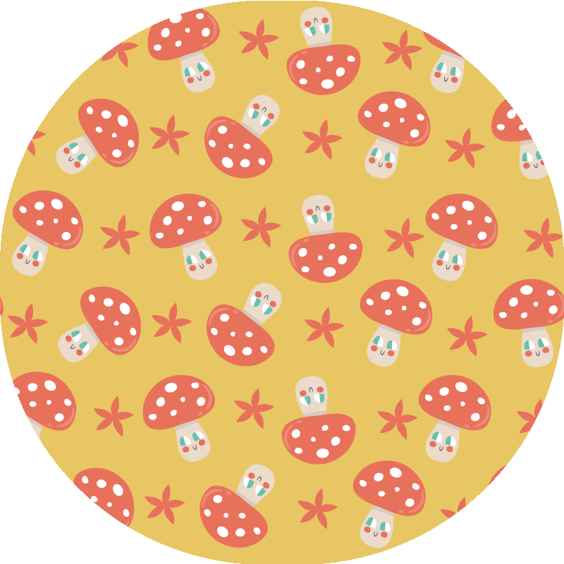 Paddenstoelenplezier vinyl vloerkleed rond - TenStickers