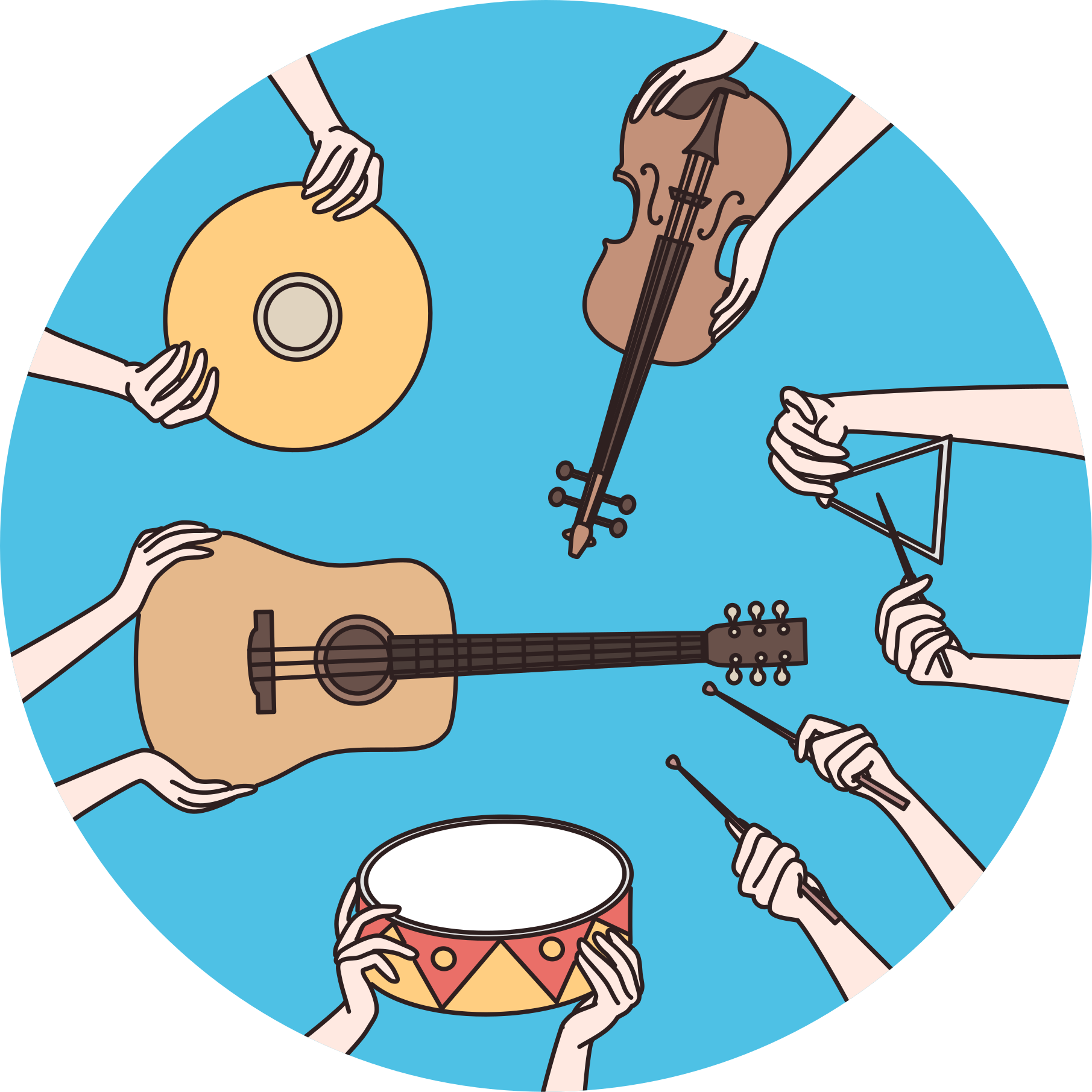 Motief van muzikale handen vinyl tapijt voor meer kinderen - TenStickers