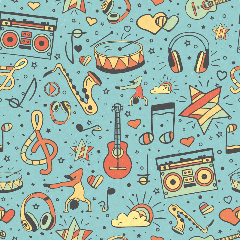 Muzikale symbolen speels vinyl tapijt voor meer kinderen - TenStickers