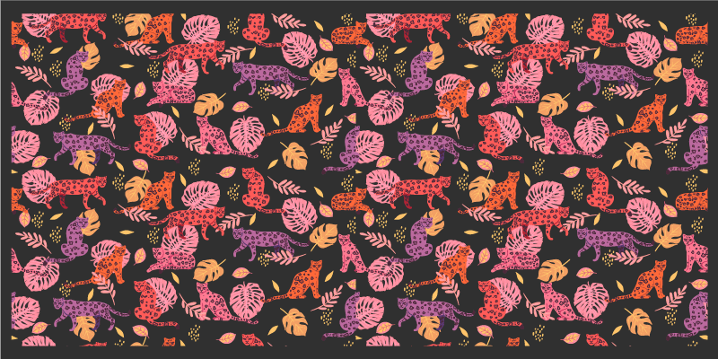 Kleurrijke junglekatten dieren vinyl tapijt - TenStickers