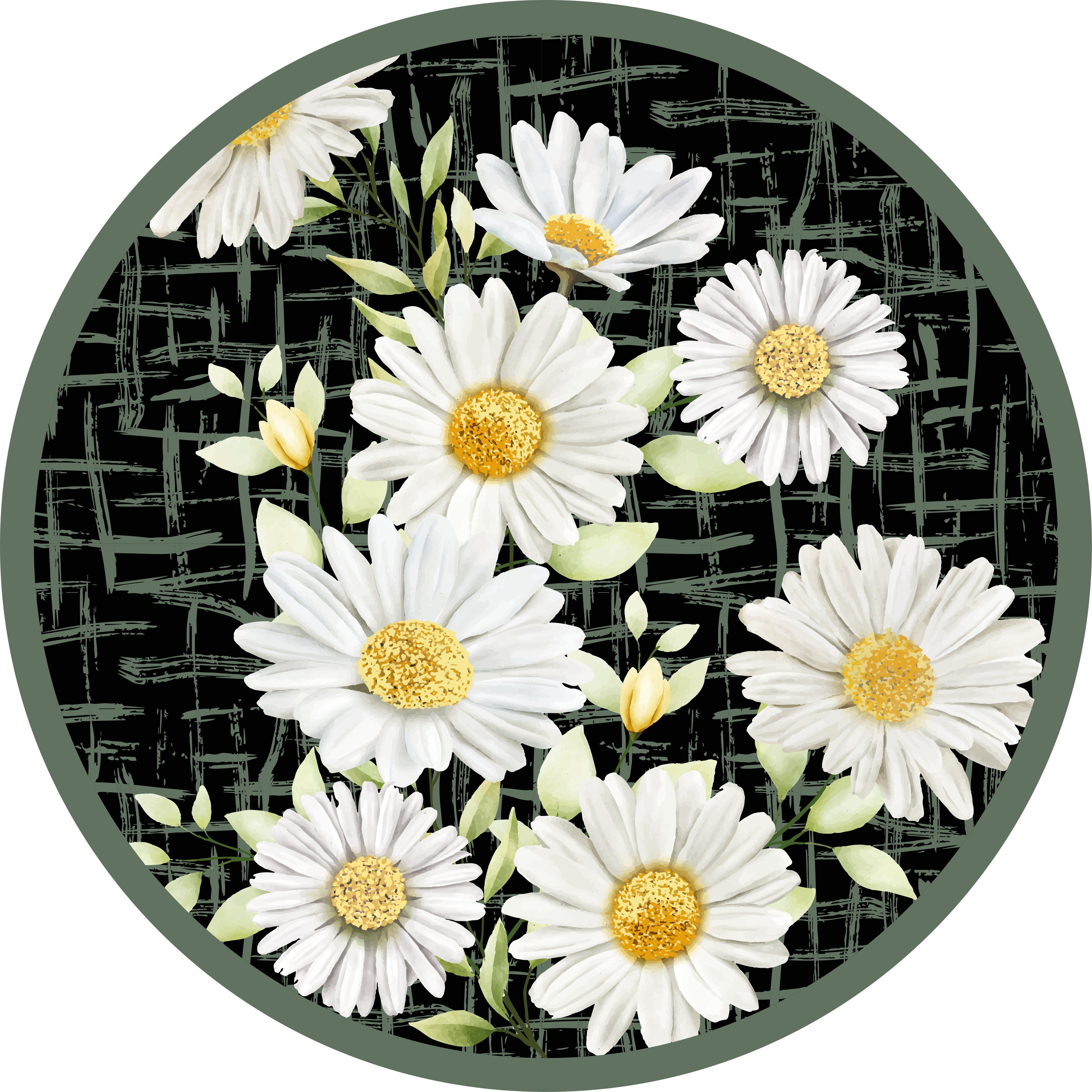 Witte margriet arrangement vinyl tapijt bloemen en planten - TenStickers