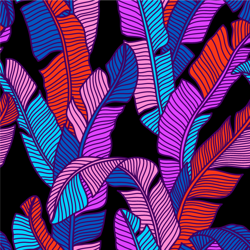 Levendige bladpatronen vinyl tapijt bloemen en planten - TenStickers