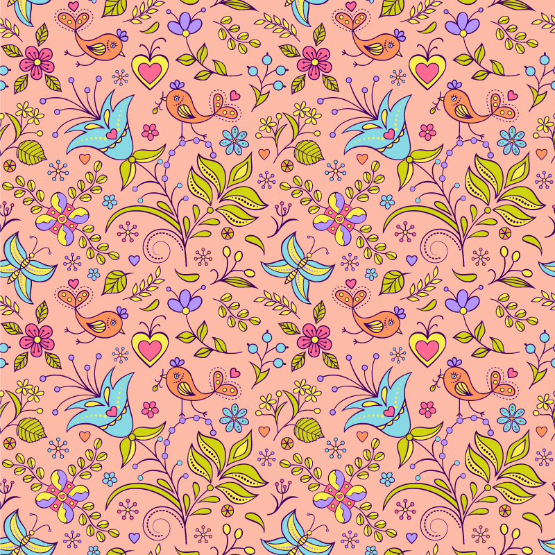 Vinyl tapijt bloemen en planten lente bloemen motief - TenStickers