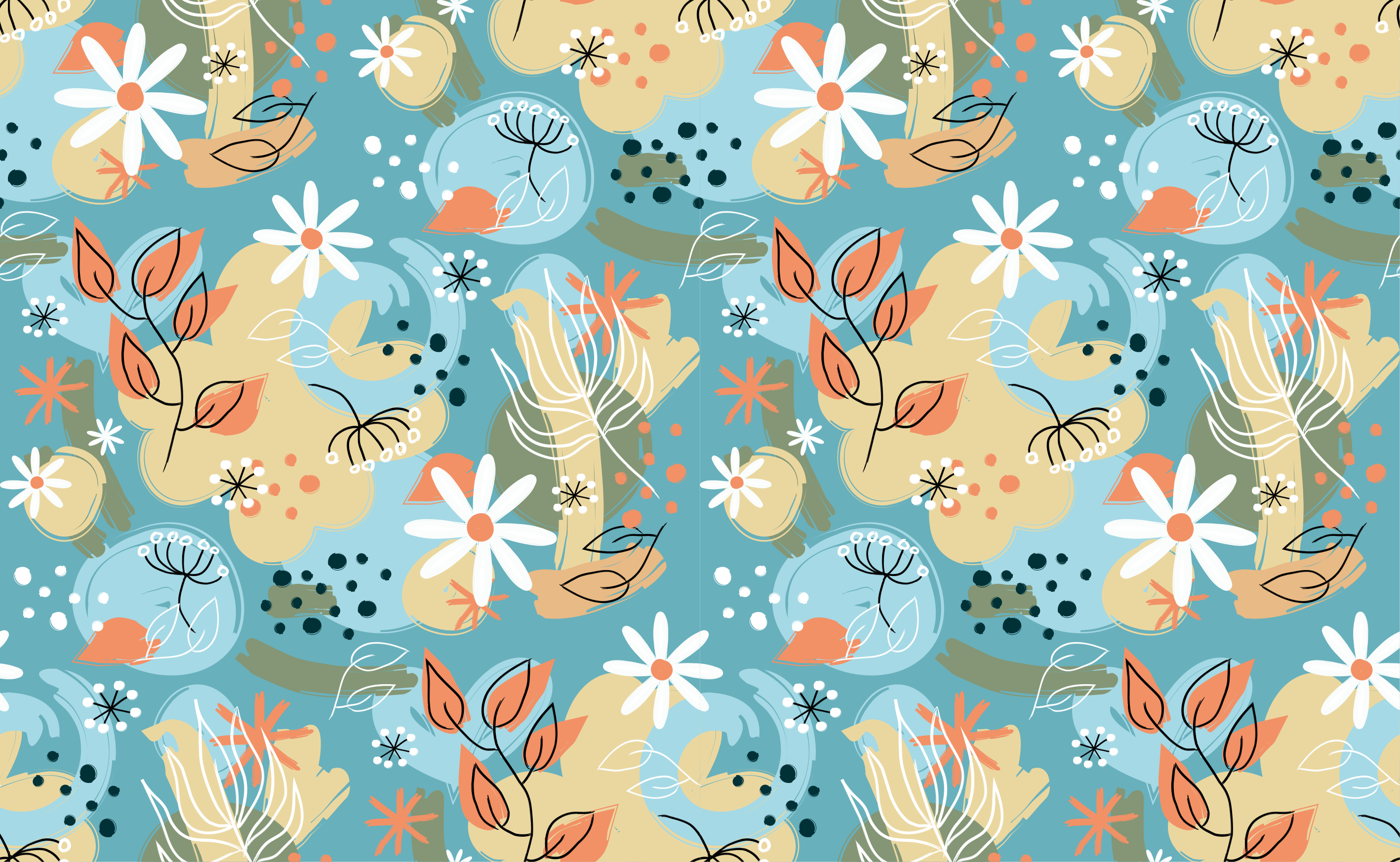 Vinyl tapijt bloemen en planten abstracte patronen - TenStickers