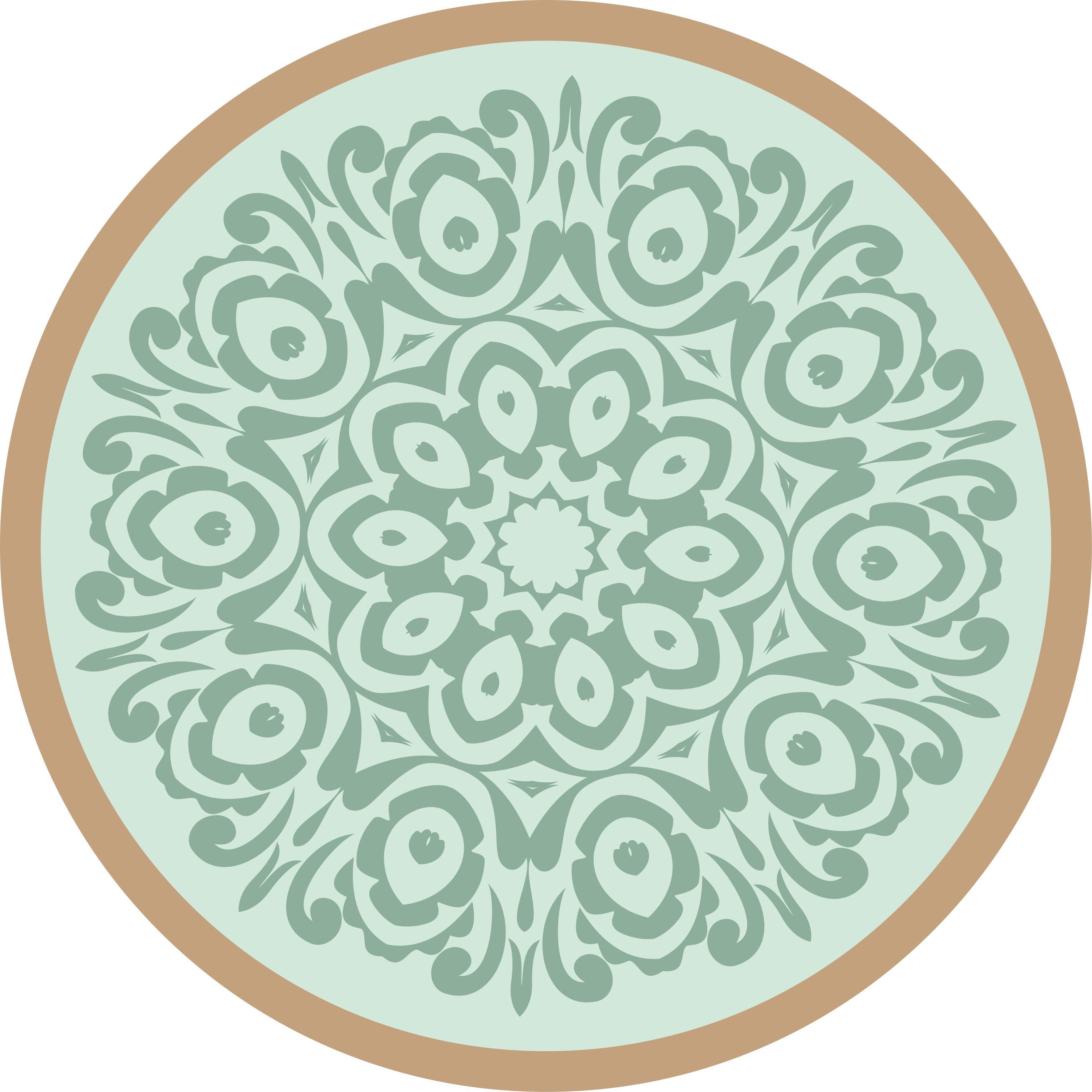 Ronde botanische opstelling vinyl tapijt mandala - TenStickers