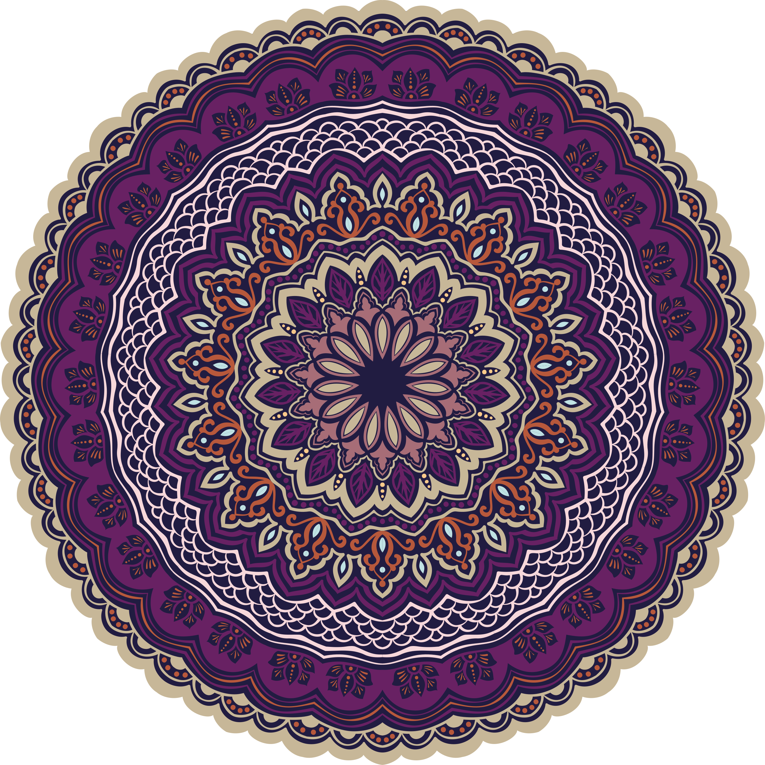 Levendig paars ontwerp vinyl tapijt mandala - TenStickers