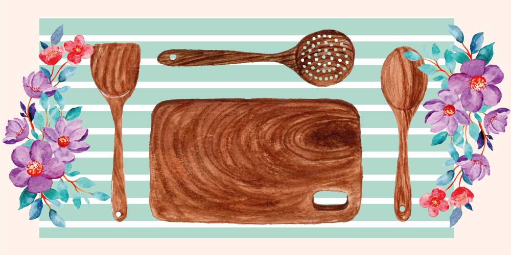 Bloemige keukenaccessoires vinyl vloerkleed keuken - TenStickers