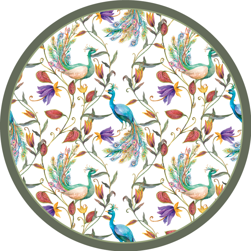 Vinyl tapijt Tuin bloemen met kleine vogels - TenStickers