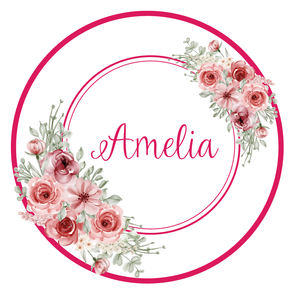 Bloemenmonogram met naam vinyl tapijt slaapkamer - TenStickers