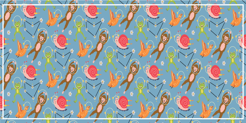 Kleurrijke ruimtewezens vinyl tapijt voor meer kinderen - TenStickers