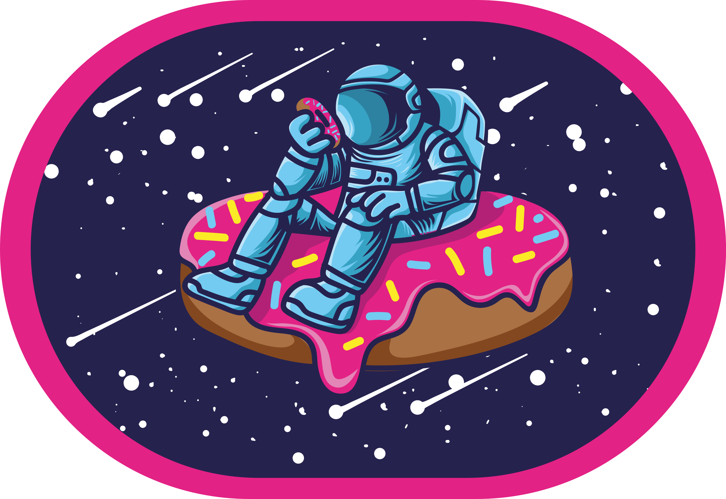 Astronaut op donut vinyl tapijt tiener - TenStickers