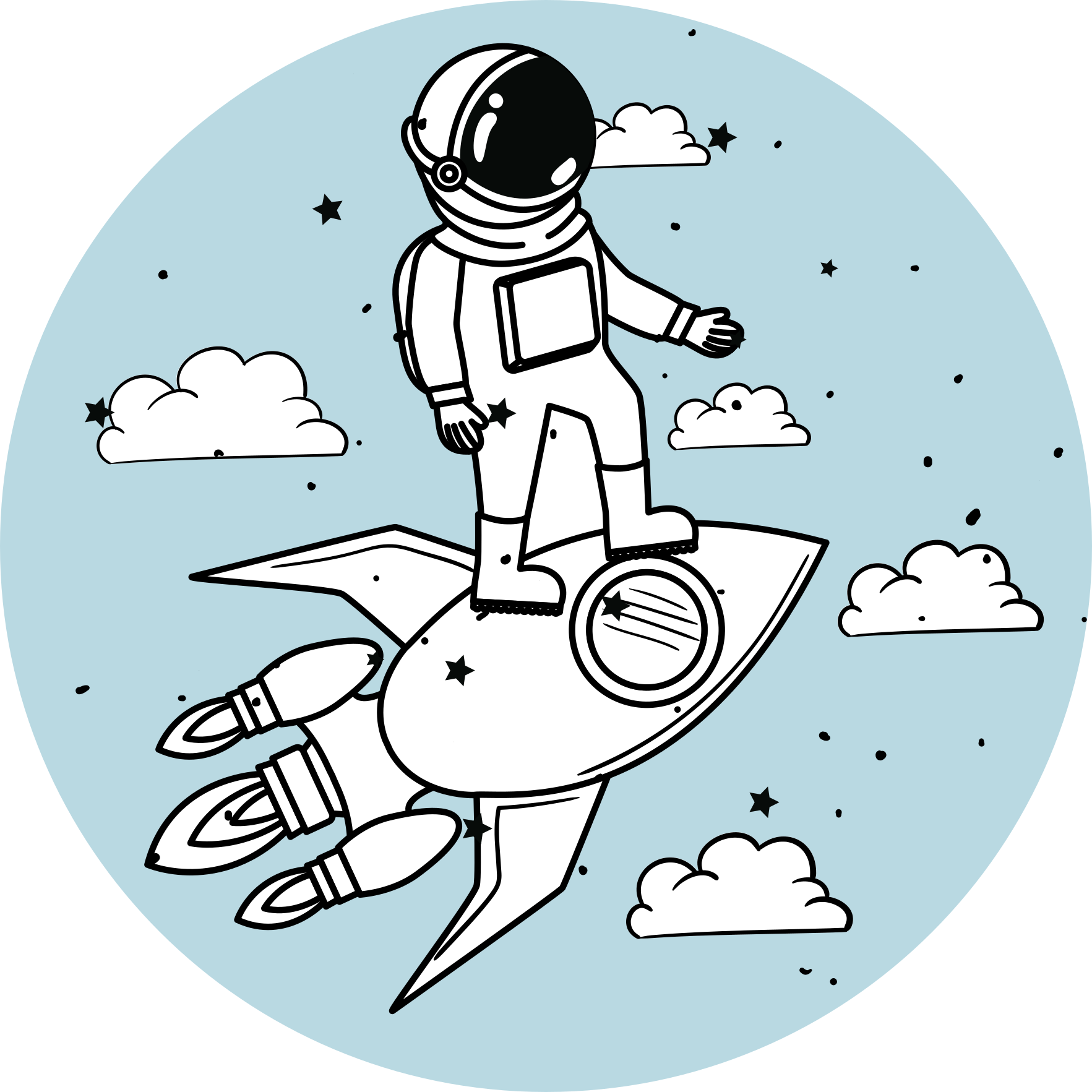 Astronaut raket avontuur vinyl tapijt kind - TenStickers